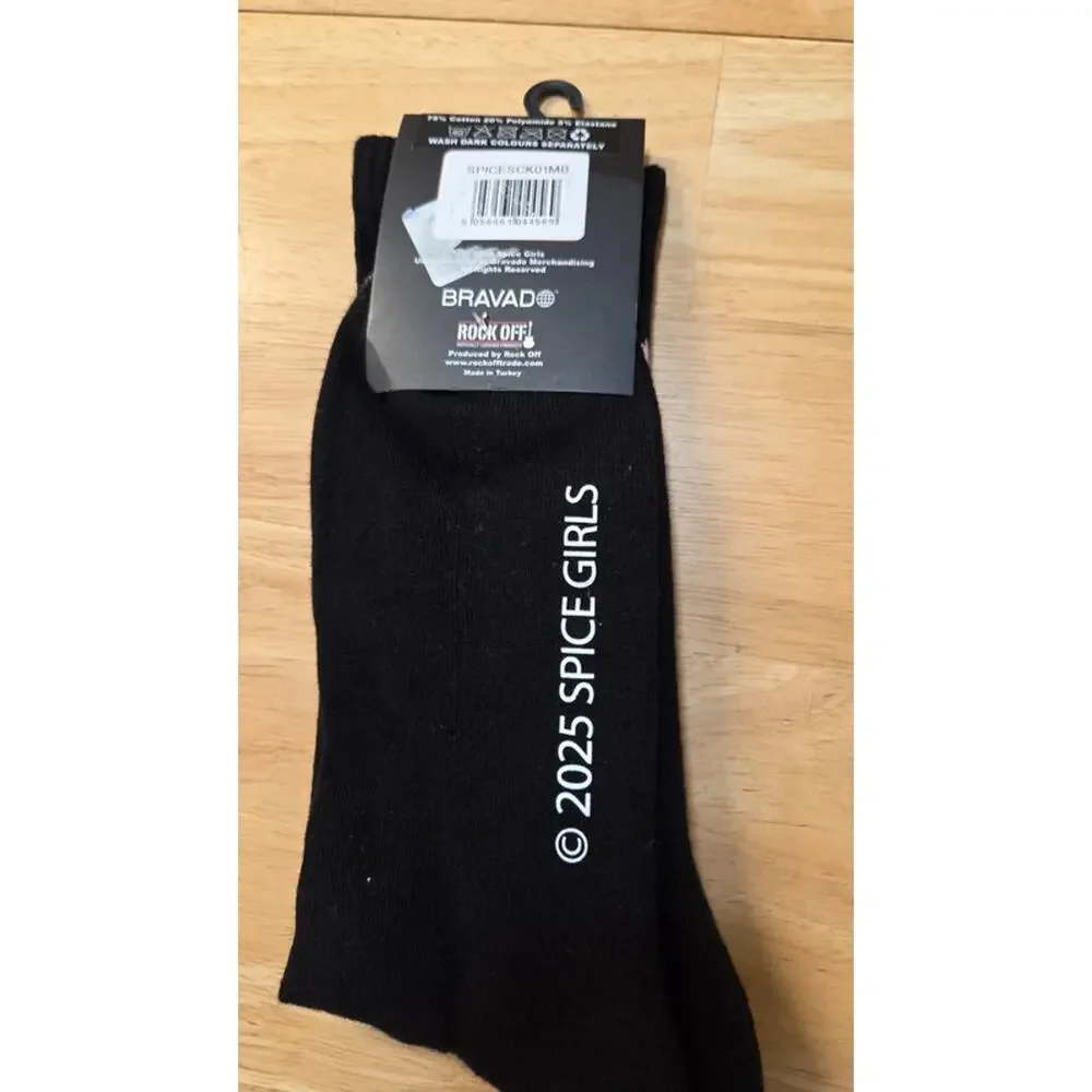 Spice Girls Socks NWT Black Pink Silhouette Logo Official Bravado Rock Off